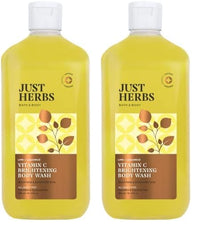 Just Herbs Vitamin C Brightening Body Wash with Lime and Liquorice for Men & Women | Hydrates Skin, Reduces Hyperpigmentation & Maintains pH Level | Suits All Skin Types- 300 ml (Pack of 2)
