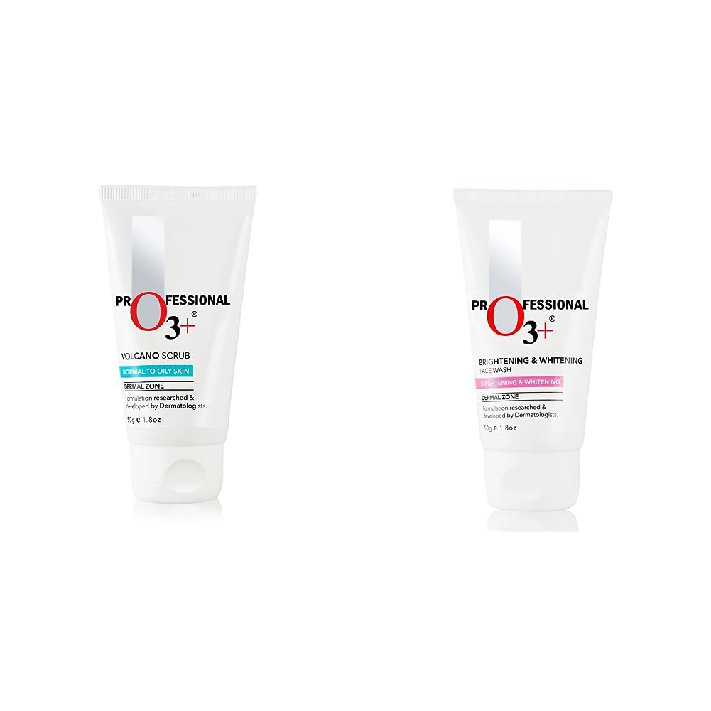 O3+ Volcano Scrub (50G) & O3+ Brightening and Whitening Face Wash, 50g Combo