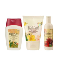 moha: Herbal Hair Shampoo | Mild Shampoo For All Hair Types 100 ml, Herbal Hair Conditioner 100 ml Herbal Hair Serum For Men & Women 30 Ml | Non-Sticky Silky Smooth, Tangle-Free Hair Pack of 3