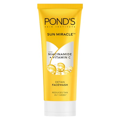 Pond's Detan Face Wash for Tan Removal in Just 7 Days | Contains Vitamin C and Niacinamide | Facewash for All Skin Types, 100gm