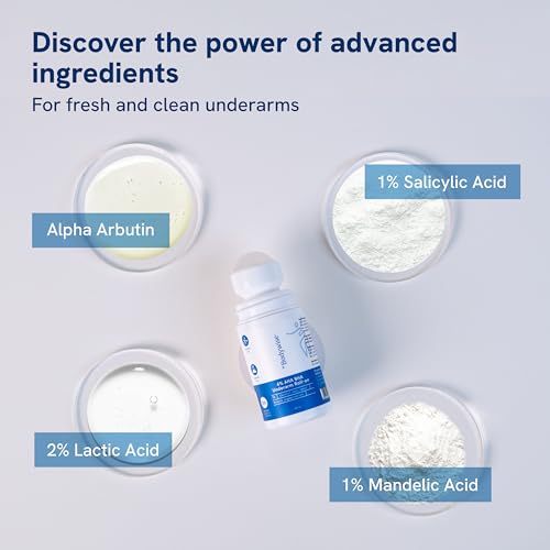 Be Bodywise 4% Aha Bha Underarm Roll On 50ml | 2% Lactic Acid, 1% Mandelic Acid, 1% Salicylic Acid | Controls Odour & Reduces Pigmentation | 0% Alcohol & 0% Aluminium | Oudh Fragrance