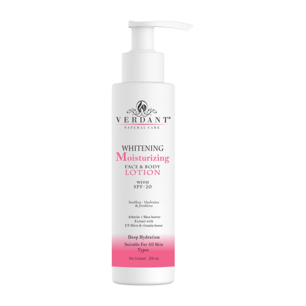 Verdant Natural Care Skin Brightening Body Lotion with SPF 20 | Daily Moisturizer & Deep Hydration - No Parabens, Sulphates - 200 ml