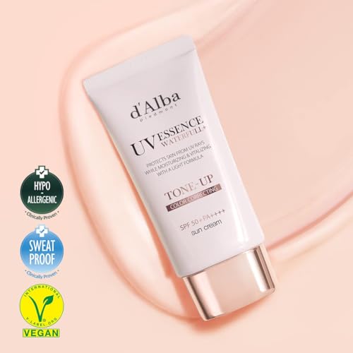 d'alba Piedmont Italian White Truffle Waterfull Tone-Up Sunscreen, Vegan Skincare, Tinted Moisturizer With Spf 50+ Pa++++, Glowy Sunscreen For Sensitive Skin, 1 Count
