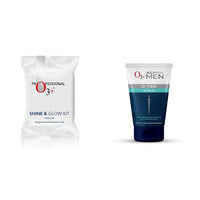 O3+ Shine & Glow Mono Dose Kit for Brightening, Whitening & Even Skin Tone (38g) & O3+ ALPHA MEN Acno D-TAN Scrub With Hyaluronic & Mint 50g - Detan Scrub for TAN removal Combo