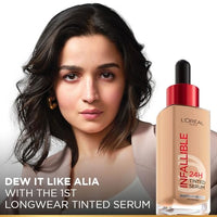 L’Oréal Paris Infallible 24H Tinted Serum Foundation, Light-weight Coverage, Dewy & Radiant Finish, Transfer-proof, 30ml