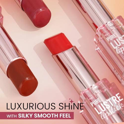 Swiss Beauty Pure Lustre Lipstick | High Shine Finish | Smooth Glide | With Olive Oil & Vitamin E | Hydrating | Shade- Silk Pink, 3.8gm