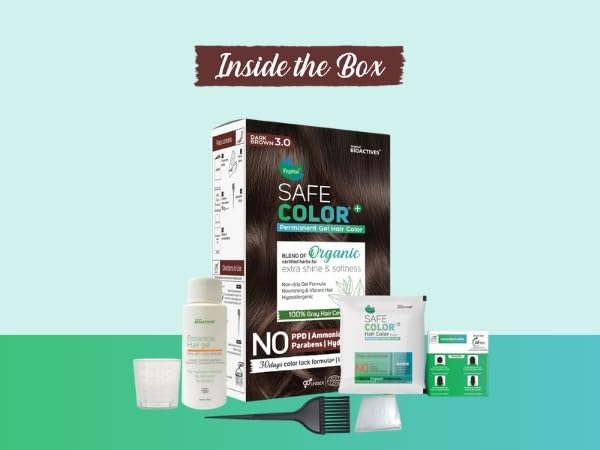 Vegetal Safe Color Dark Brown 3.0, 70ml. I Permanent Gel Hair Colour, Organic Herbs Blend, Chemical-Free, 100% Grey Coverage