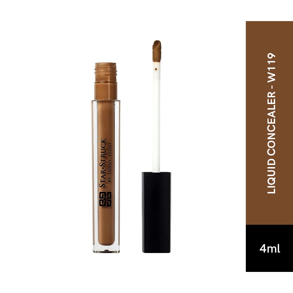 STARSTRUCK BY SUNNY LEONE Liquid Concealer For Face Makeup | Light Weight, Full Coverage Concealer, Easily Blendable | Formulated For Deep Skin With Warm Undertone - W119
