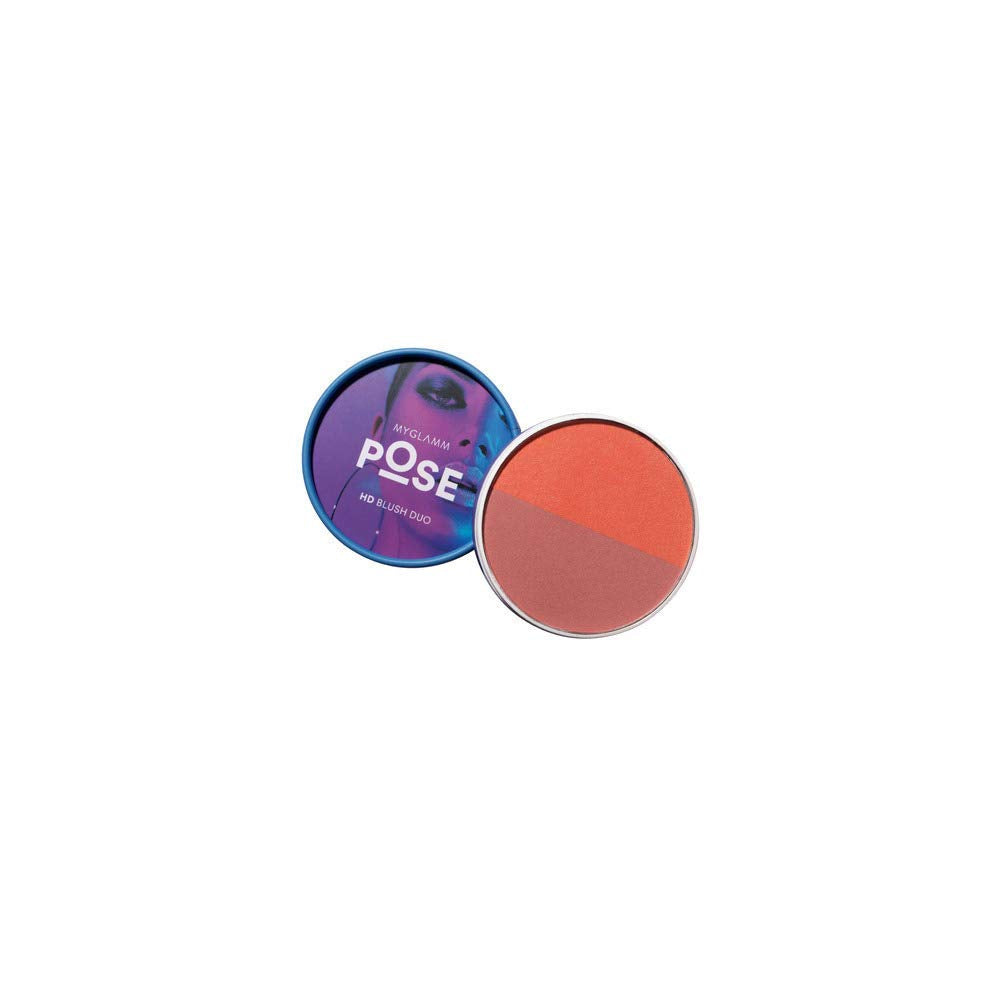 MyGlamm POSE HD Blush Duo- Coral Punch, 9 g | Peachy & Mauve Pink Blush With Satin Finish | Long-wear & Lightweight Blush Powder
