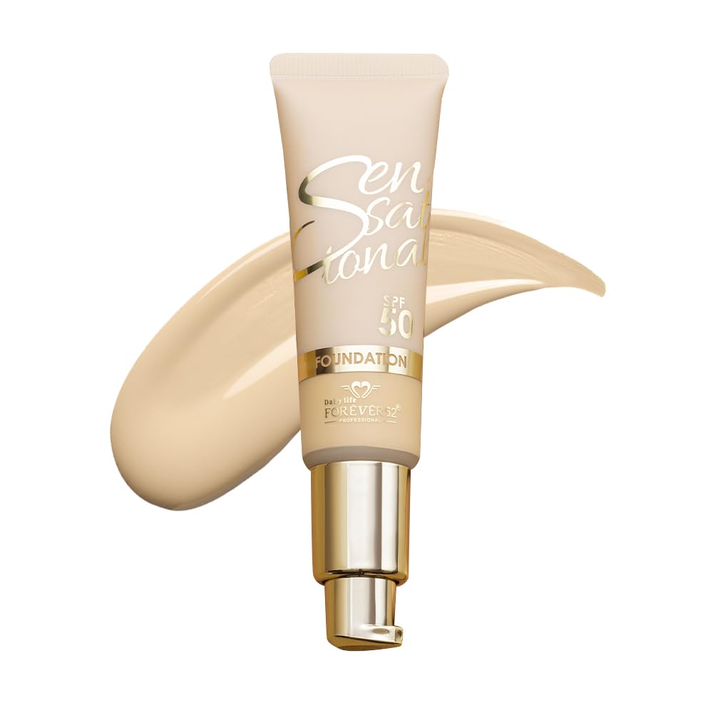 Forever52 Daily Life Sensational SPF 50+ Liquid Foundation For All Skin Type (Medium Sand-03, 30ML) Enriched with Hyalorinic Acid. Niacinamide and Vitamin E| Upto 12Hrs Longlasting Radiant Finish