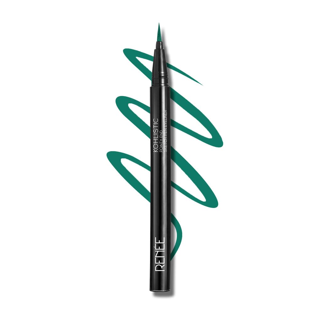RENEE Pointy End Sketch Pen Smudge Proof Eyeliner - Matte Finish, Light Weight, Water Resistant, Long Stay Highly Pigmented with One Stroke Application Formula - Emerald