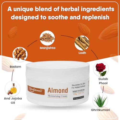 Hakim Suleman's Almond Moisturizing Cream – Ultra-Hydrating, Nourishment for Soft & Radiant Skin, Suitable for All Skin Types - 150 g