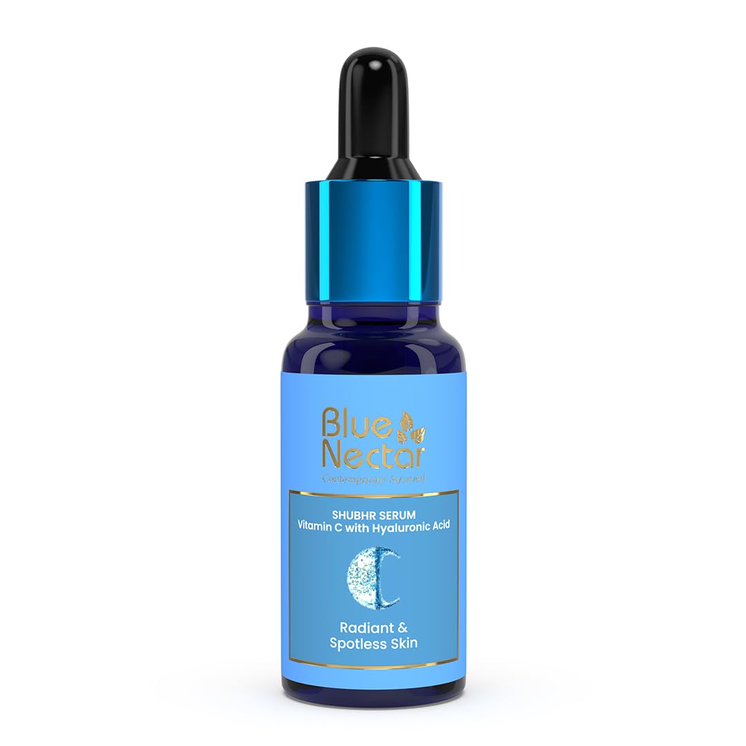 Blue Nectar Plant Based Vitamin C Face Serum for Glowing Skin 100 Natural Hyaluronic Acid Serum Ayurvedic Serum for Women Men 9 Herbs 30 ml