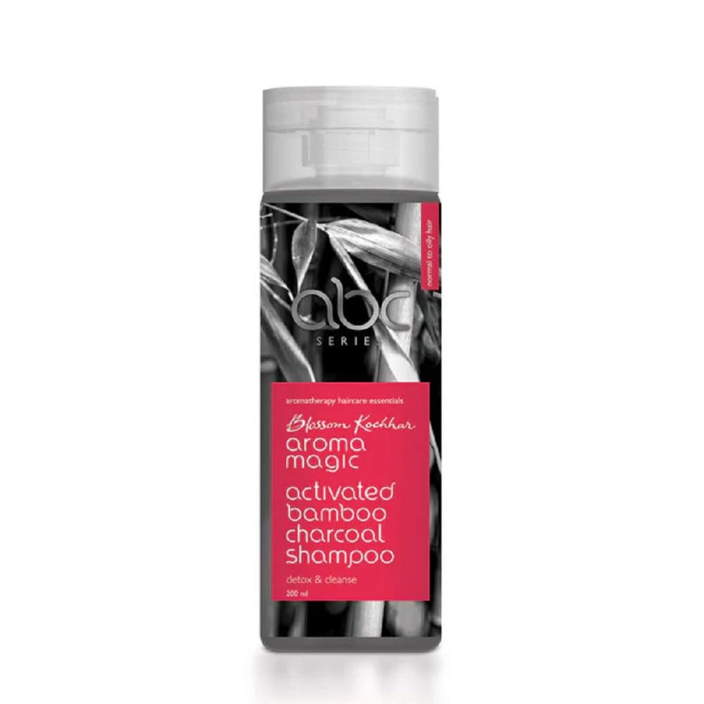 Aroma Magic Activated Bamboo Charcoal Shampoo | Cleanses, Detoxify, hydrates, & control frizz |with Lavender & Patchouli Essential Oil| All Hair Type| - 200ml