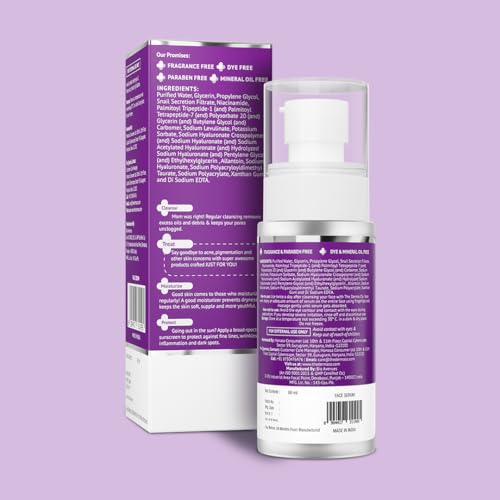 The Derma Co Snail Peptide 96 Hydrating Serum with Niacinamide & Peptide Complex for Smooth & Moisturized Skin | Snail Mucin Serum | Dull Skin & Fine Lines, Korean Skincare - 80 ml