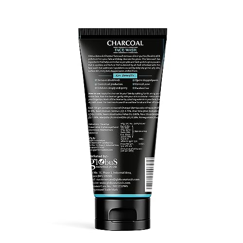 Globus Naturals Anti Pollution & Anti Acne Activated Charcoal Face Wash, For Both Men & Women, 100ml