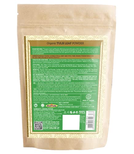 KHADI NATURAL Tulsi Leaf Organic Powder Pack of 2 (2x100gm) 200gm
