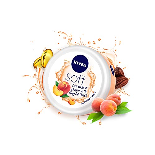 NIVEA Soft Playful Peach, Light Moisturizer Cream 200 ml & NIVEA Soft Berry Blossom, Light Moisturizer for Face, Hand & Body, 200 ml