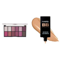 MARS 12 Shades Dance of Joy Eyeshadow Palette | Highly Pigmented and Blendable | Multicolor | Matte and Shimmer Finish (13.2g) (01-Multicolor) BB Cream Lightweight Foundation (30 ml) (Tan)