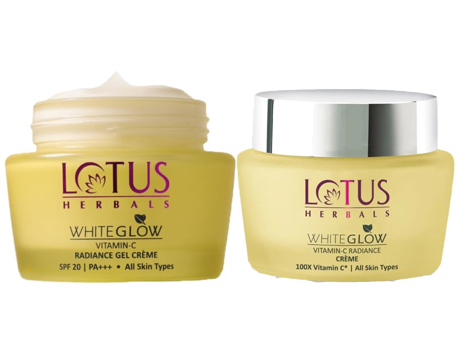 Lotus Herbals WhiteGlow Vitamin C Radiance Cream, Radiance Gel Crème, Set of 2, 50gm