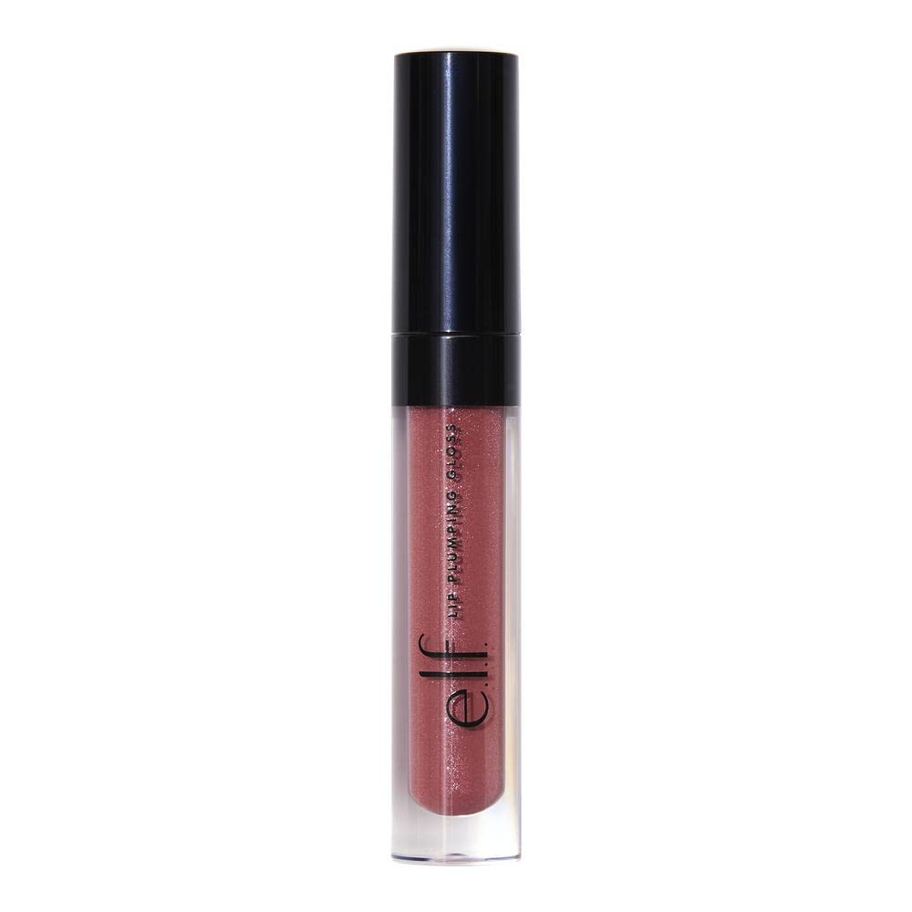 e.l.f. Lip Plumping Gloss, High-Shine Liquid Lip Color, Creates Fuller Lips & Plumper Pout, Moisturizing Formula, Mauve Lady, 0.09 Fl Oz