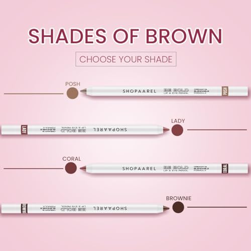 SHOPAAREL BE BOLD Lip & Eye Pencil, 2-in-1 Lip & Eye Liner, Creamy & Blendable, Lip Liner, Built-In Sharpener, Matte Finish, Eye Liner, Intense Pigment, Smudge-Proof, Long Lasting-0.4 Gm, Natural