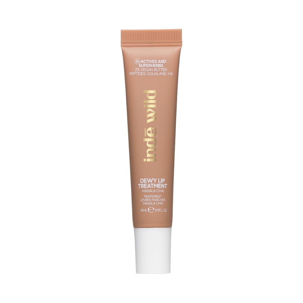 indē wild Masala Chai (15ml) Dewy Lip Balm | Hydrating & Plumping | Lasts 8+ hours | Nude & Non-Sticky | With Natural Desi Ghee, Peptides, Hyaluronic Acid & Shea Butter | Korean Formulation