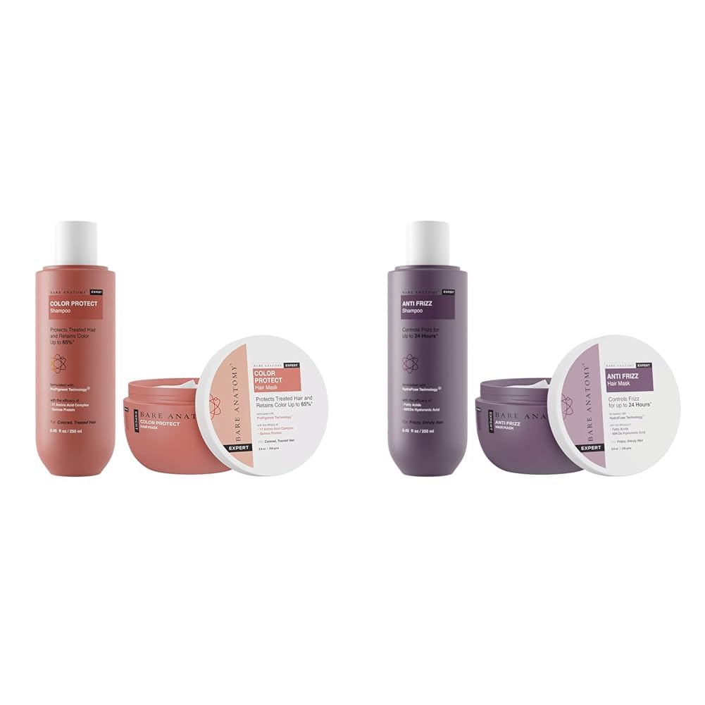 Bare Anatomy Color Protect Shampoo + Hair Mask Kit for Coloured and Treated Hair For Dry & Frizzy Hair, 250ml + 250g Anti Frizz Shampoo + Hair Mask Kit Women & Men | 250ml + 250g