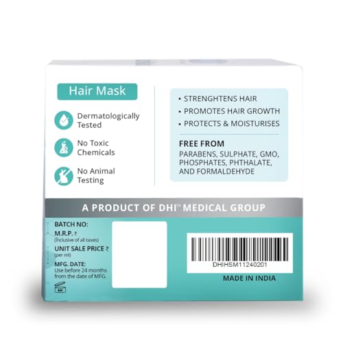DHI Hair Mask with Moringa, Hibiscus, Shea Butter & Rosemary | Strengthens & Promotes Hair Growth | Suitable For All Hair Types | For Men & Women | 200 ml