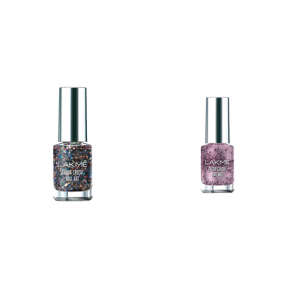 Lakmé Color Crush Metallic Finish Nail Art, G12, 6Ml & Color Crush Nail Art P2, Silver, 6 Ml