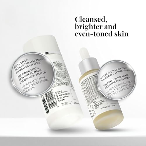 iCosmetiques Glow-Boosting Essentials | Face Wash Powder & Radiant Glow Face Serum Combo | Blend of Vitamin C, Niacinamide, Neem & Aloe Vera | Deep Cleanse, Brighten & Nourish all Skin Type | Unisex