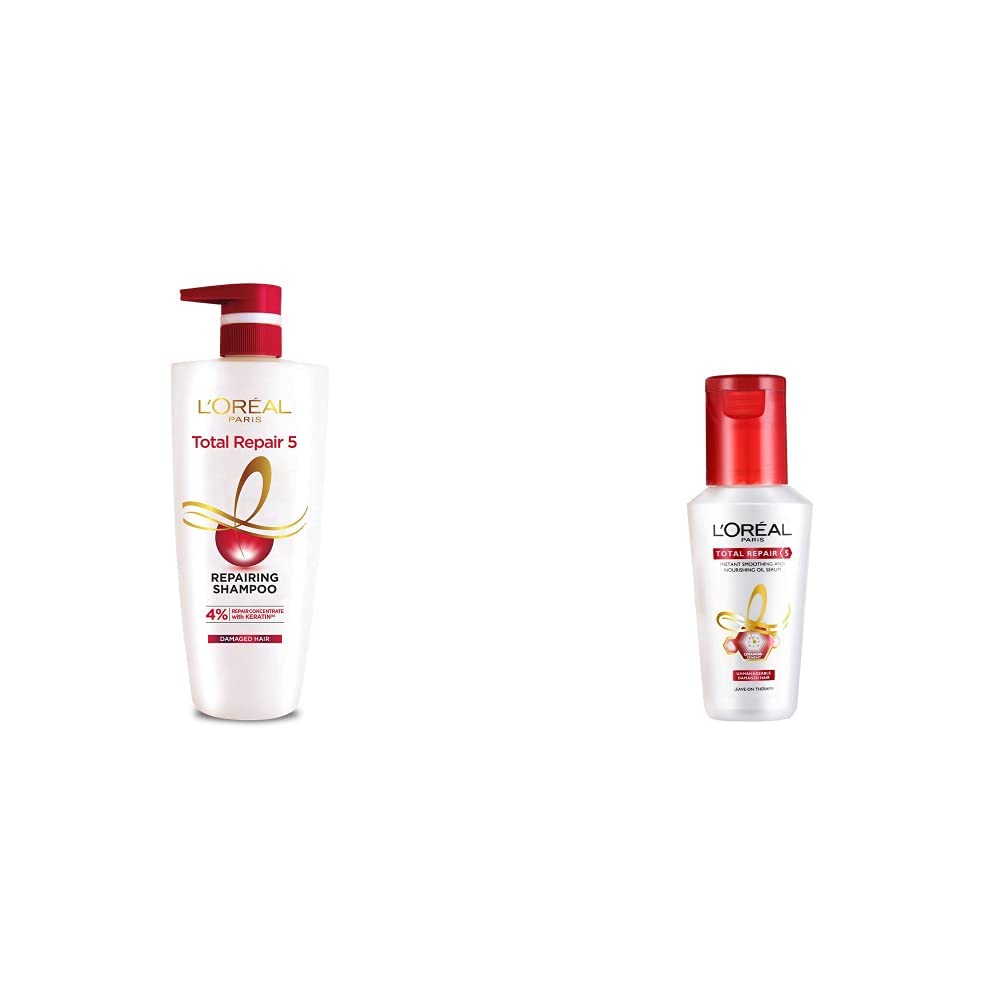 L'Oreal Paris Total Repair 5 Shampoo, 640ml (With 10% Extra) and L'Oreal Paris Total Repair 5 Serum, 80ml