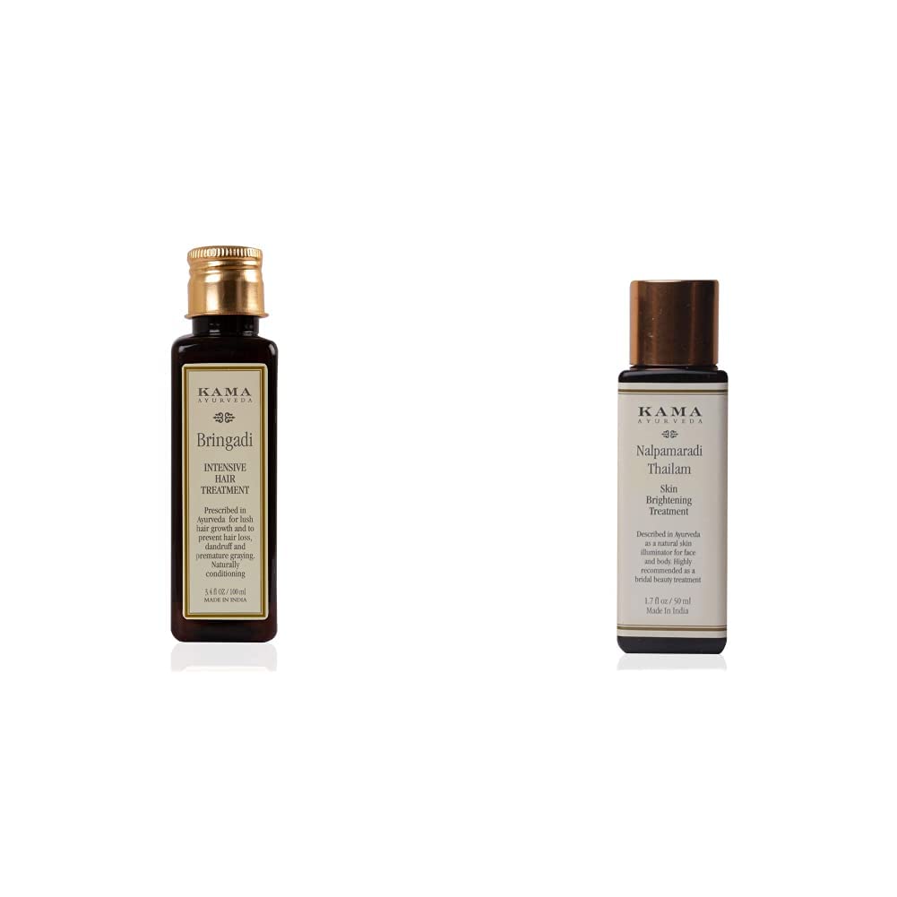 Kama Ayurveda Bringadi Intensive Hair Treatment, 100Ml & Nalpamaradi Thailam Skin Brightening Treatment, 50 Ml