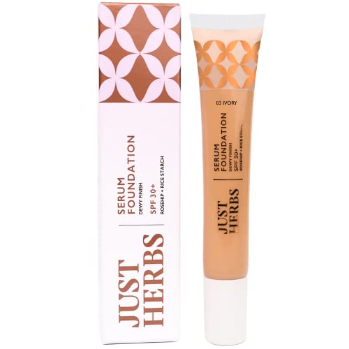 Just Herbs Serum Foundation for Face Makeup with SPF30+ Dewy Finish Full Coverage Makeup Foundation For All Skin Types 20 ml (Ivory)