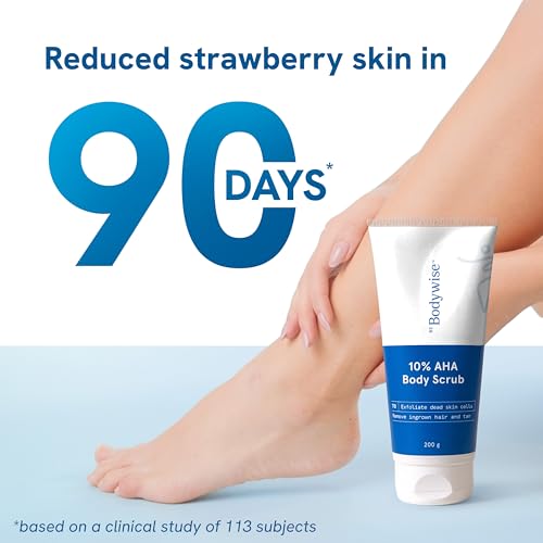 Be Bodywise 10% Lactic AHA Exfoliating Body Scrub For Tan Removal & Soft-Smooth Skin | For Women | De-Tan Bathing Scrub with Centella Water & Aloe Vera, Removes Dirt & Dead Skin from Neck, Knees, Elbows & Arms