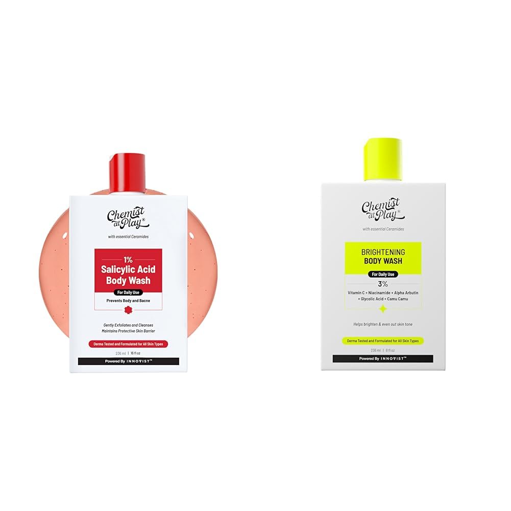 Chemist At Play 1% Salicylic Acid Body Wash 236ml Prevents Body Acne, Bumpy Skin & Deep Cleanses Skin + Brightening Body Wash For Women & Men | 236mL