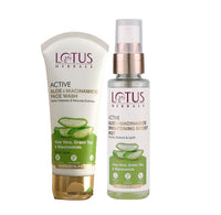 Lotus Herbals Active Aloe + Niacinamide Brightening Boost Mist 50g, FACE WASH 100g Set of 2