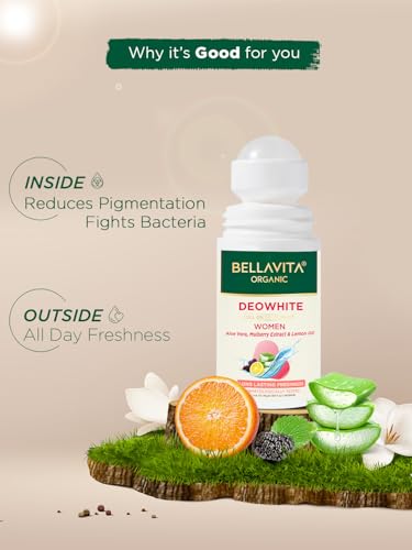 Bella Vita Organic Deo White Deodorant For Women Long Lasting, 50 Ml Roll On Natural Under Arms Skin Whitening & Lightening For Ladies, Aluminium Free, Pack of 2