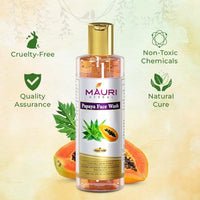Khadi Mauri Herbal Anti Tan Papaya Face Wash For Skin Lightening & Tan Removing Enriched With Basil, Orange & Aloe Vera, 210 Ml