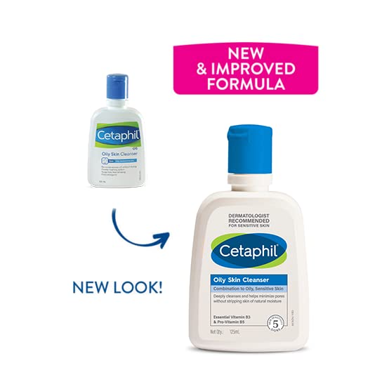 Cetaphil Oily Skin Cleanser, Daily Face Wash for Oily and Acne Prone Skin, Gentle Foaming, 125ml, Pack of 2