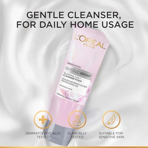 L'Oréal Paris Brightening Serum, Cream & Foam Face Wash Set for Face, 15Ml Serum, 15Ml Cream, 100Ml Cleanser, 1% Glycolic Acid, 2% Niacinamide, SPF 17