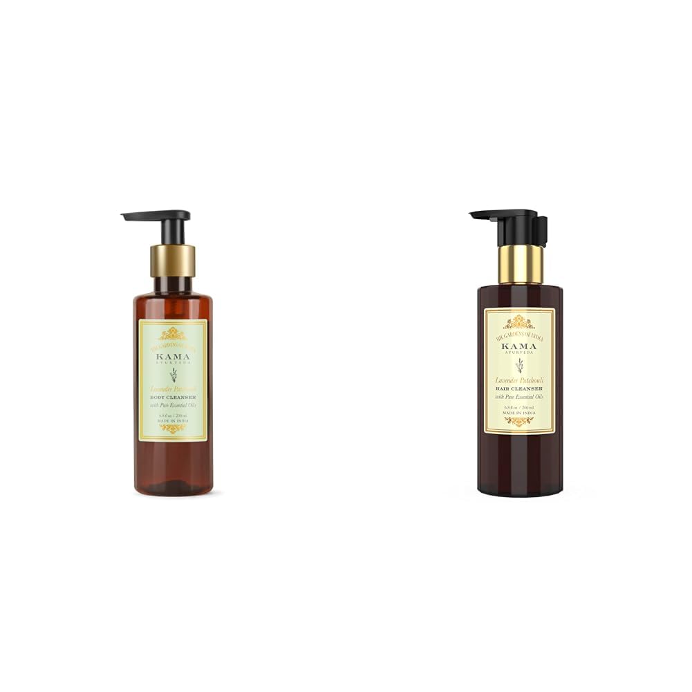 Kama Ayurveda Lavender Patchouli Body Cleanser with Pure Essential Oils of Lavender and Patchouli & Kama Ayurveda Lavender Patchouli Hair Cleanser - 200 ML Combo