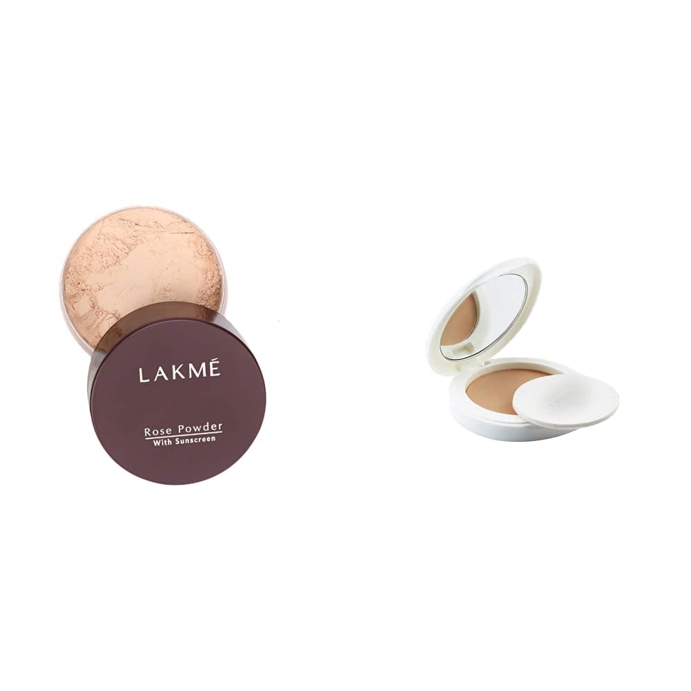 LAKMÉ © Rose Matte Face Powder for Oily Skin Type, Soft Pink, 40G And Perfect Radiance Compact, Golden Medium 03, 8G