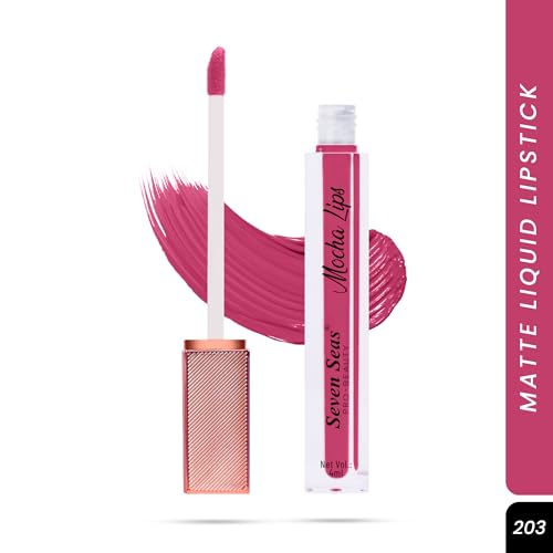 Seven Seas Mocha Lips Matte Liquid Lipstick | Non-Transfer Liquid Lipstick | 12 Hours Long Lasting | Highly Pigmented | Intense Color Payoff | Smudgeproof Liquid Lipstick for Women (203, 4ml)