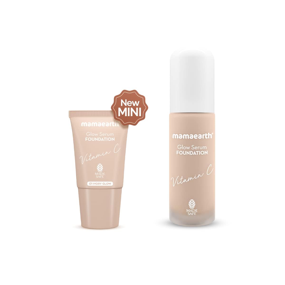 Mamaearth Glow Serum Foundation Gel Mini Tube With Vitamin C & Turmeric For 12Hr Long Stay, 18ml - 01 Ivory Glow, 2X Instant Glow, Luminous Finish For All Skin Type