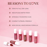 Just Herbs Ayurvedic Liquid Lipstick Kit Set of 5 with Long Lasting Matte Finish, Hydrating & Lightweight Lip Colour, Deeps & Reds - Paraben & Silicon Free - 5 ml