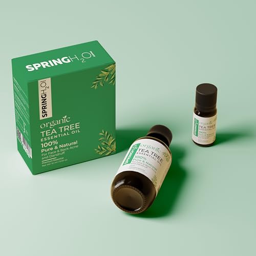 Spring H2O 100% Pure & Natural | Organic Tea Tree Essential Oil | For Face, Back Acne, Scalp & Dandruff Care | Multipurpose Oil For Healthy Skin & Hair