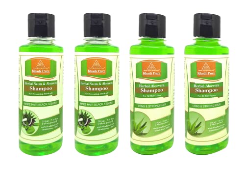 Khadi Pure Aloe Vera & Neem Aloe Vera Shampoo/Hair Cleanser, 210 Ml (Pack Of 4)