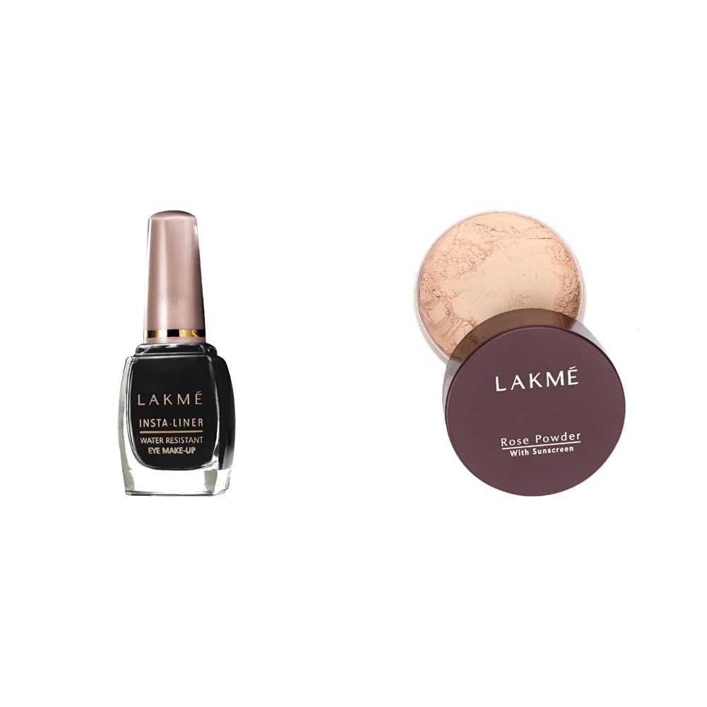 Lakmé Insta Eye Liner, Black, 9Ml And Lakmé Rose Matte Face Powder, Soft Pink, 40G