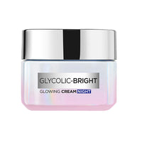 L'Oreal Paris Glycolic Bright Glowing Night Cream, Overnight Brightening Cream, Glycolic Acid in Gel-Like Cream Texture, that Visbily Minimizes Spots & Reveals Glowing skin, 15ml